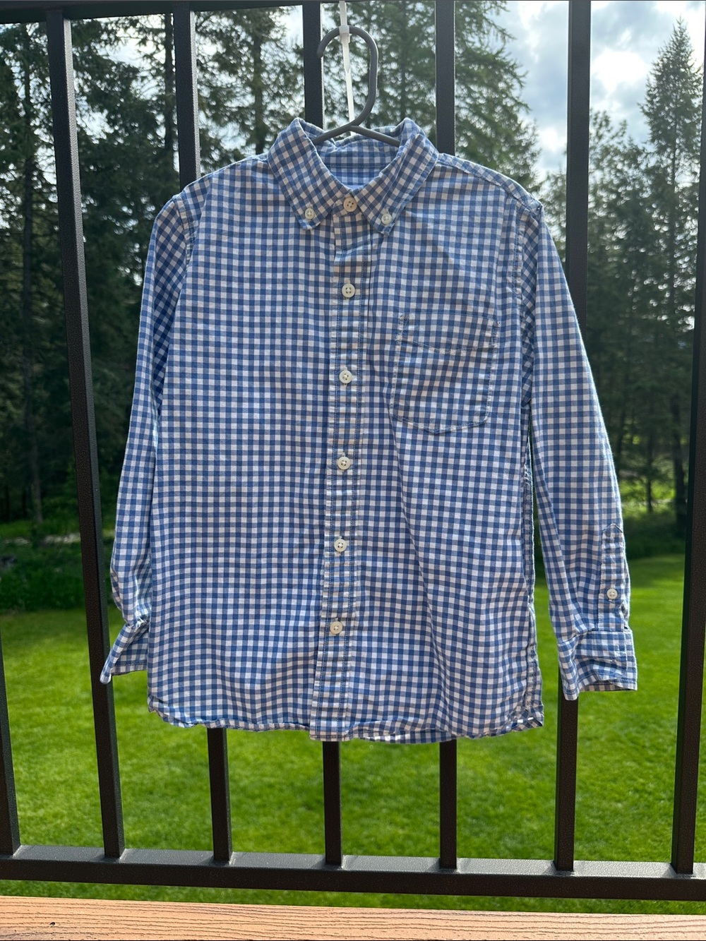 GAP Kids Blue and White Gingham Shirt